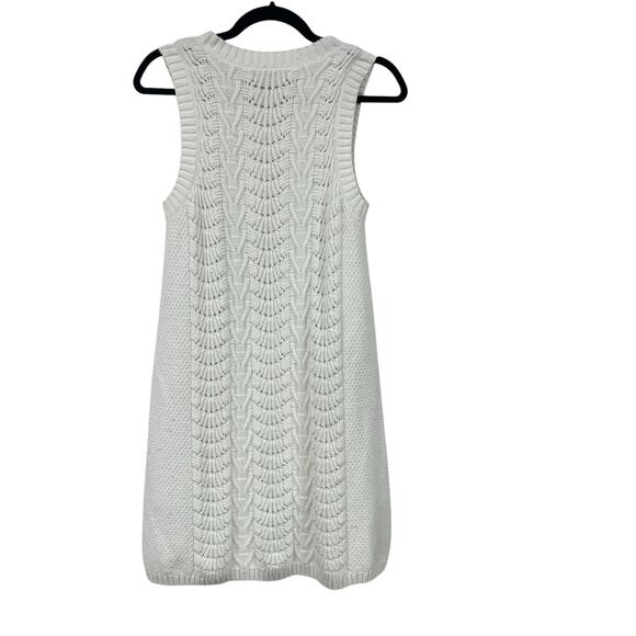Y2K Fossil Ivory Knit Sleeveless Mini Sweater Dress Womens Medium - Picture 5 of 6